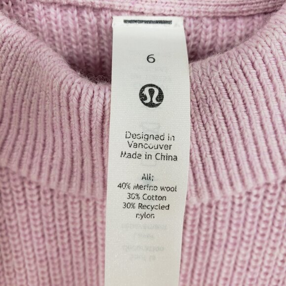 Lululemon Merino Wool Blend Ribbed Crewneck Sweater 6 Womens Pink Peony - Picture 5 of 11